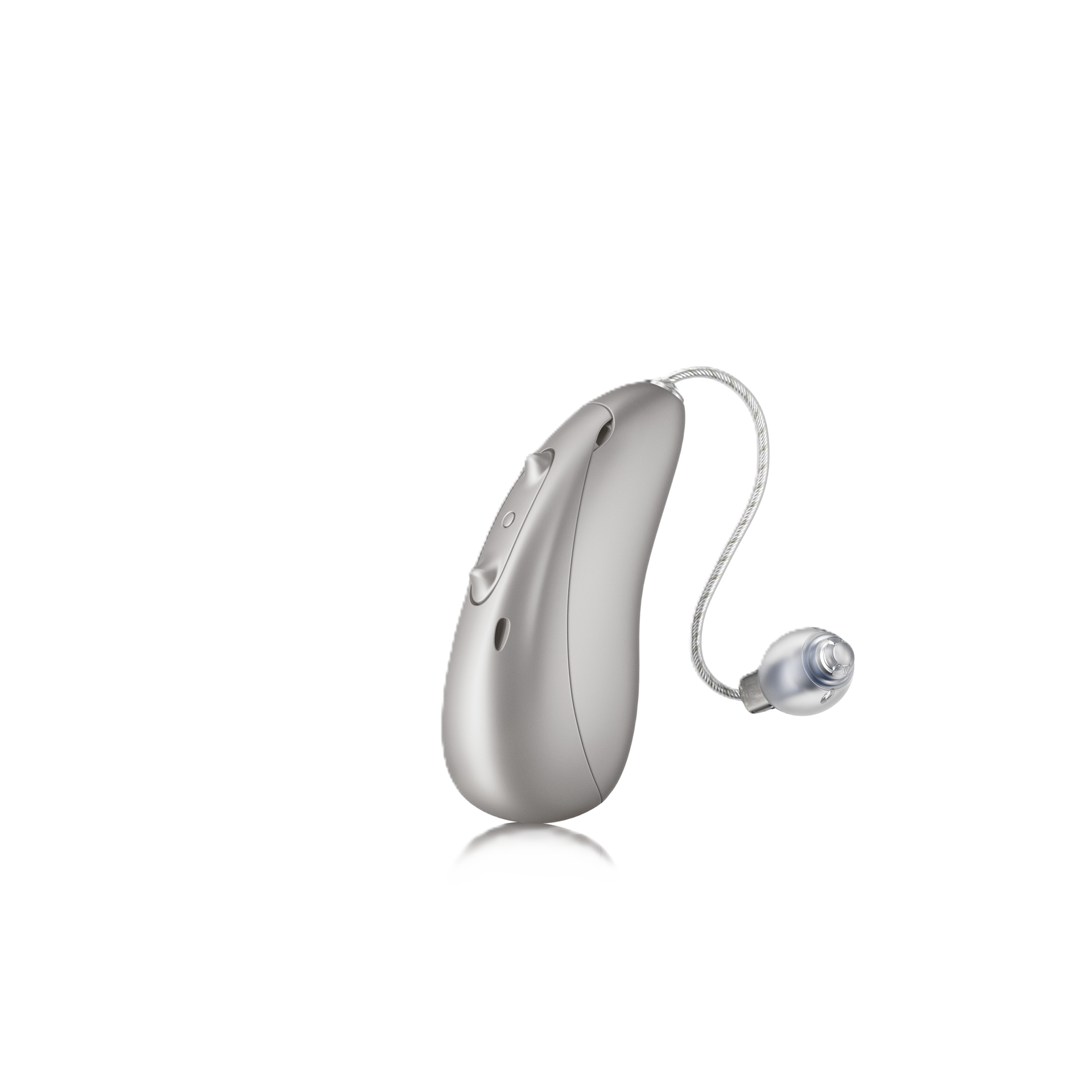 Unitron Moxi S-R receiver in canal hearing aid in platinum